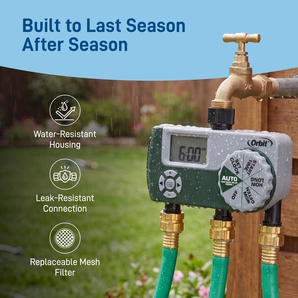 Back view of Orbit Programmable Digital Hose Watering Timer