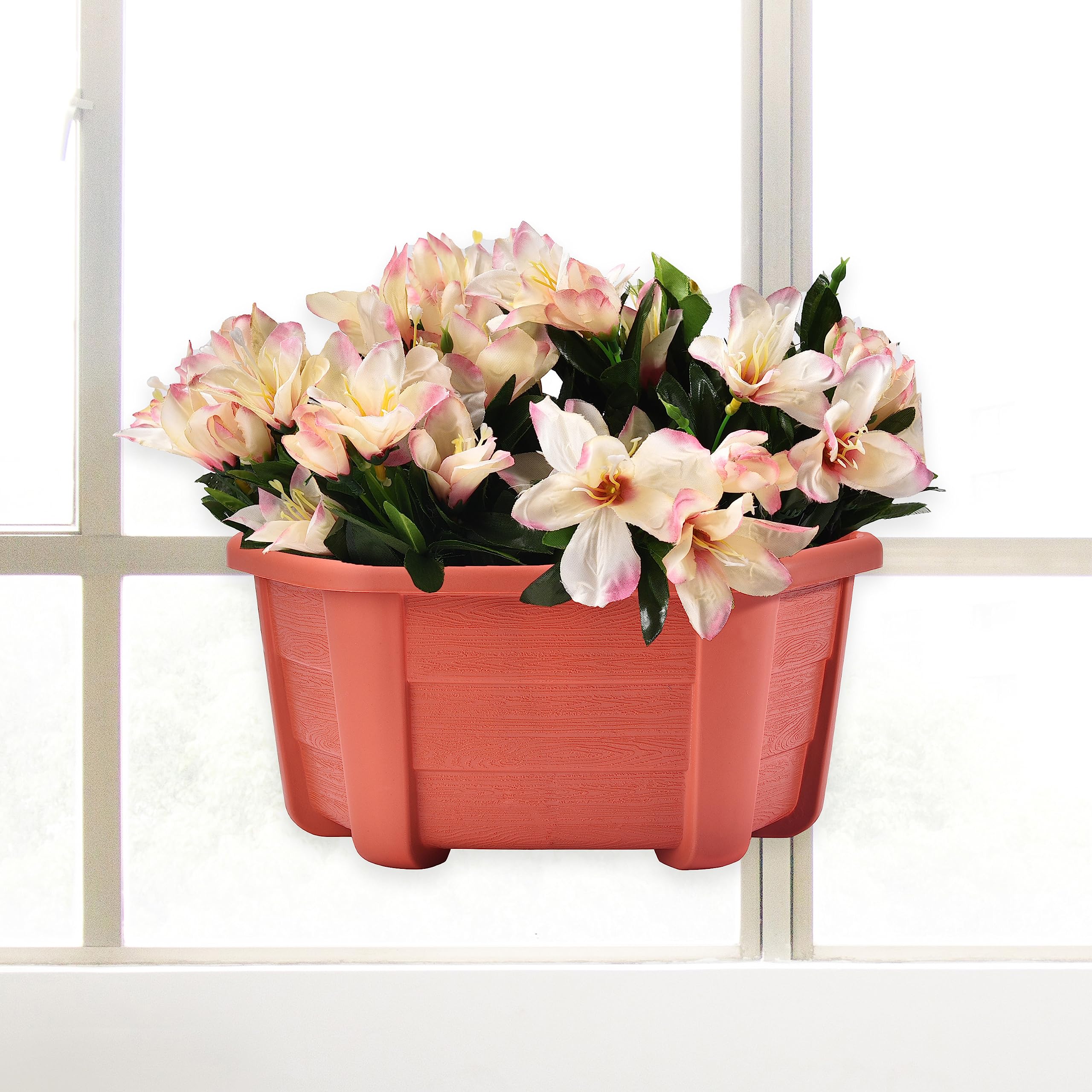 Back view of ORIMERC 9.8 inch hanging planter showing flat-back design