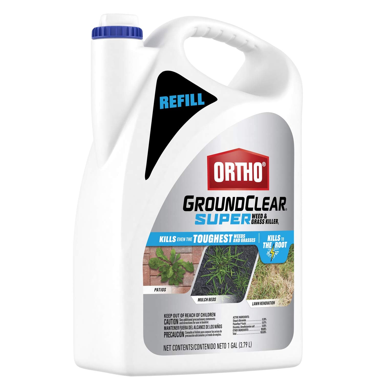 Back view of Ortho GroundClear Super Weed & Grass Killer1 refill container