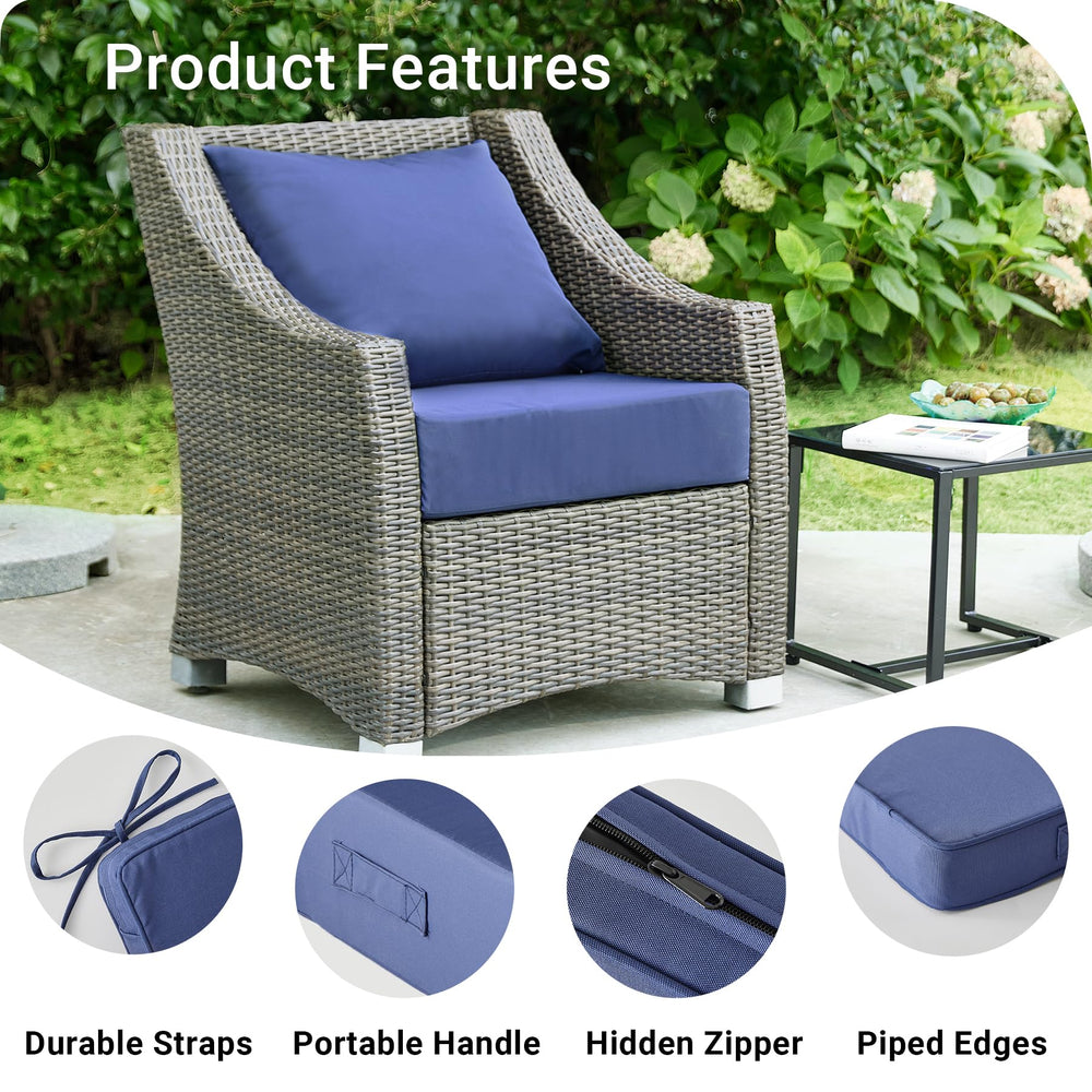 Back view of outdoor chair cushion set