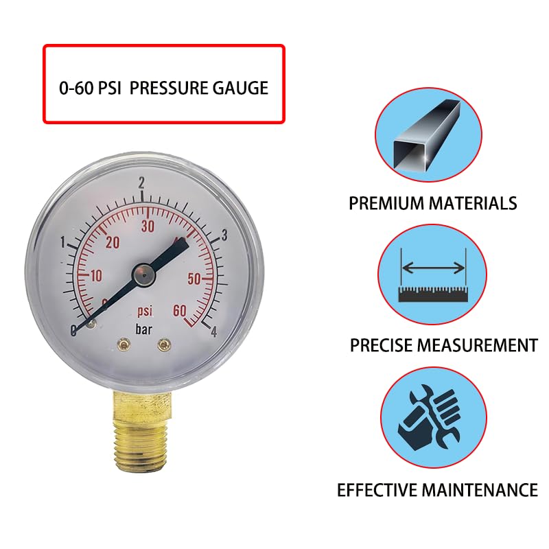 Back view of PAOSDKSUI Water Pressure Gauge with mounting details