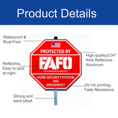 Back view of Poicrm FAFO Security Sign with stakes