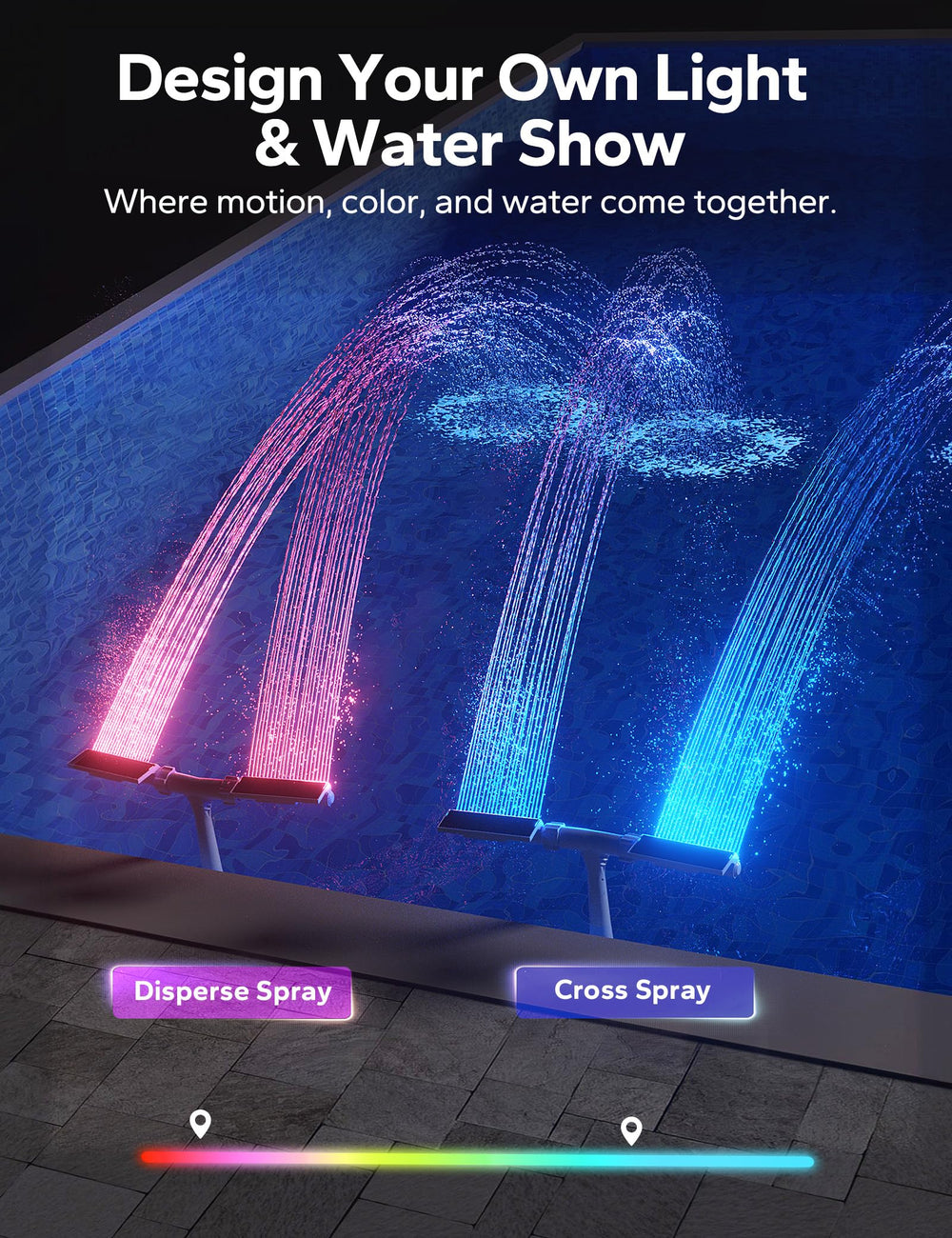 Back view of POOLHACKER Solar Pool Fountain showing spray heads