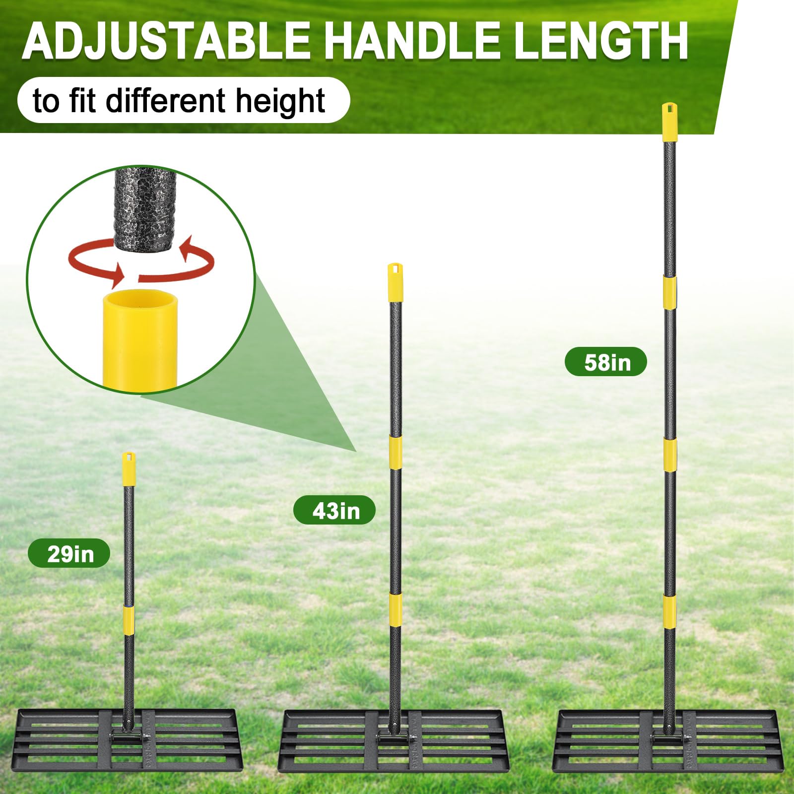 Back view of PoPoHoser Lawn Leveling Rake