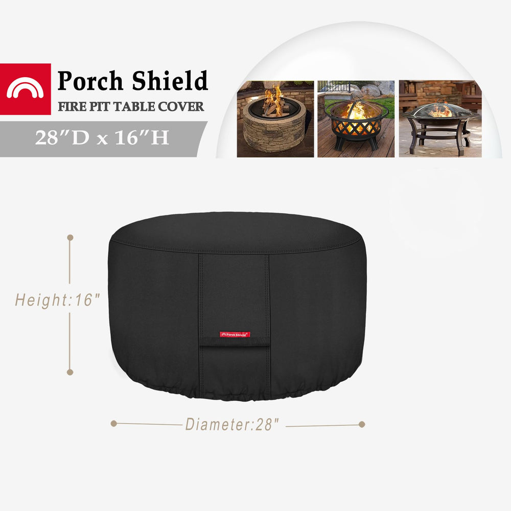Back view of Porch Shield Round Fire Pit Cover 28 inch