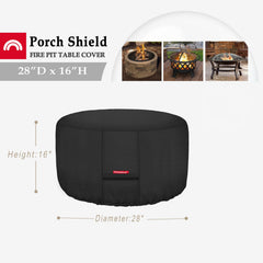 Back view of Porch Shield Round Fire Pit Cover 28 inch