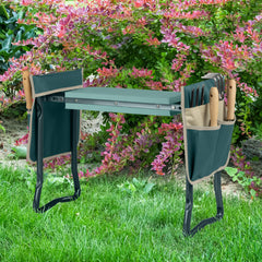 Back view of Pure Garden Foldable Garden Kneeler and Seat showing tool pouches