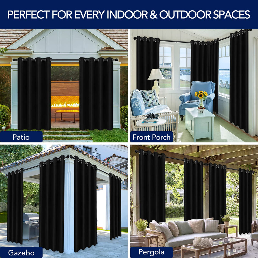 Back view of PureFit Outdoor Curtain in black