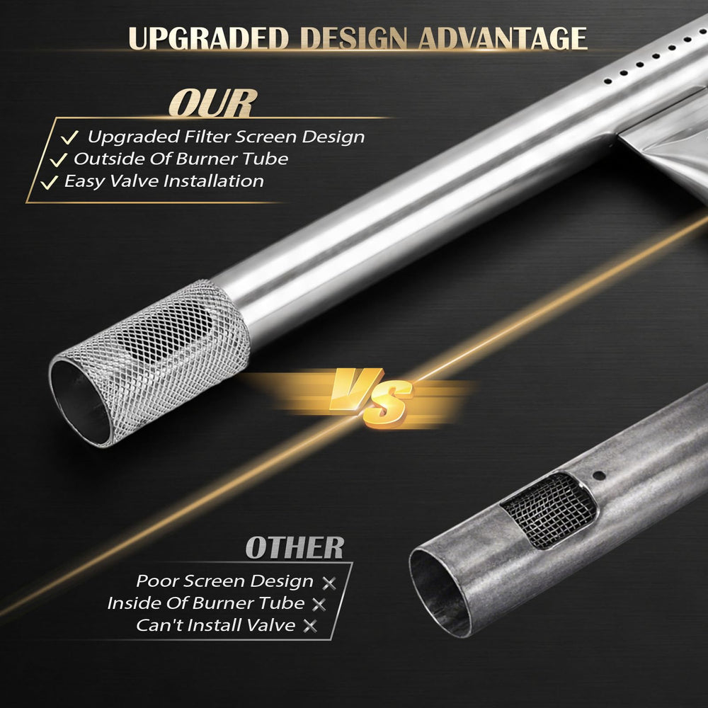 Back view of QuliMetal Burner Tube for Weber grills