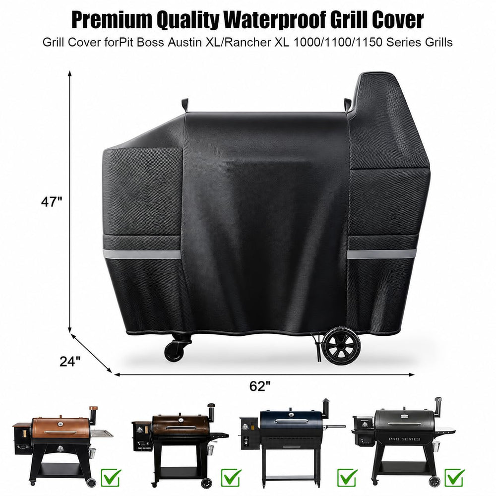 Back view of QuliMetal Grill Cover for Pit Boss Austin XL