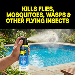 Back view of Raid Flying Insect Killer with usage instructions