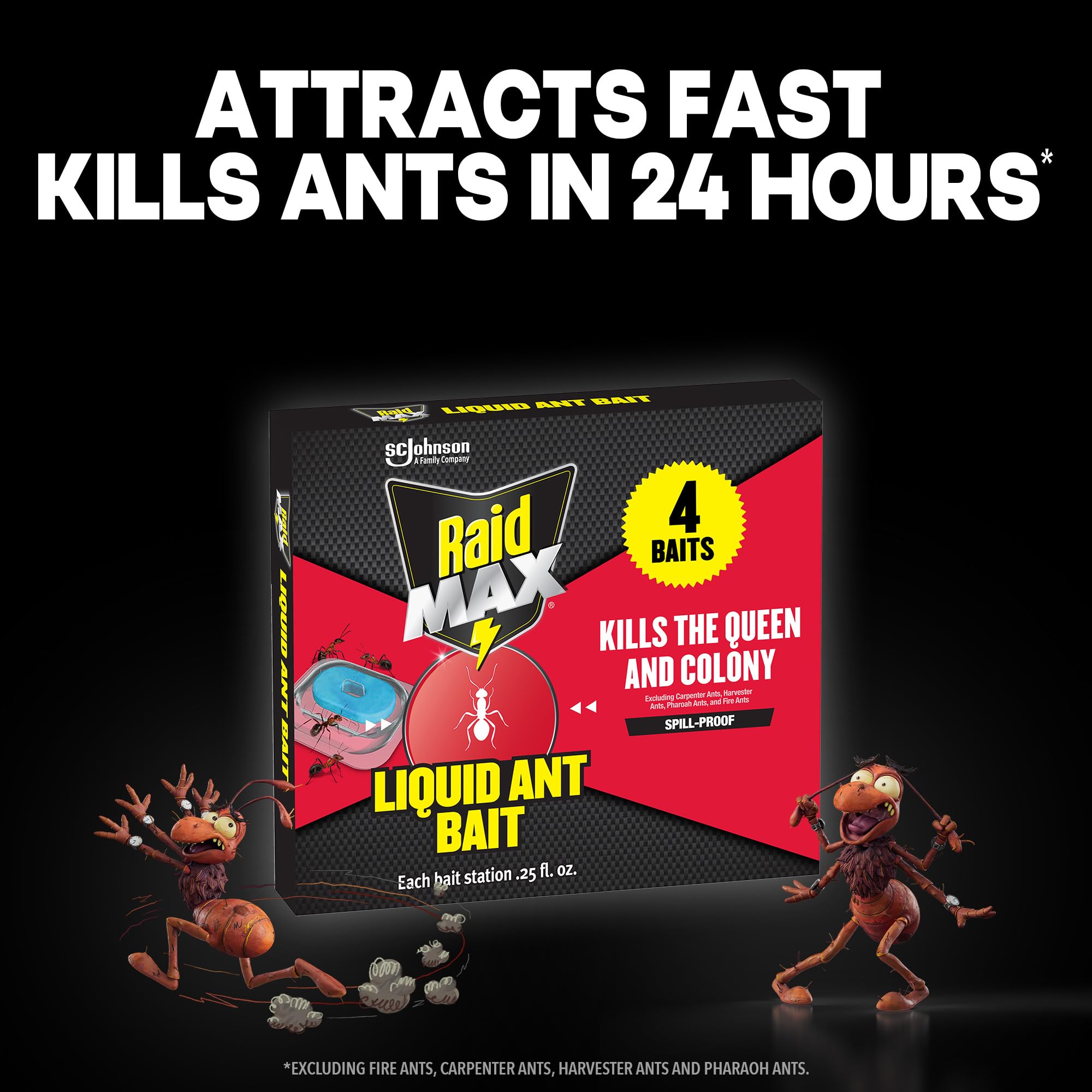 Back view of Raid Liquid Ant Bait package with instructions