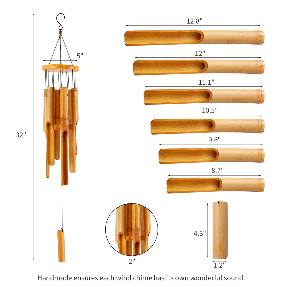 Back view of Rdutuok wind chimes showcasing craftsmanship