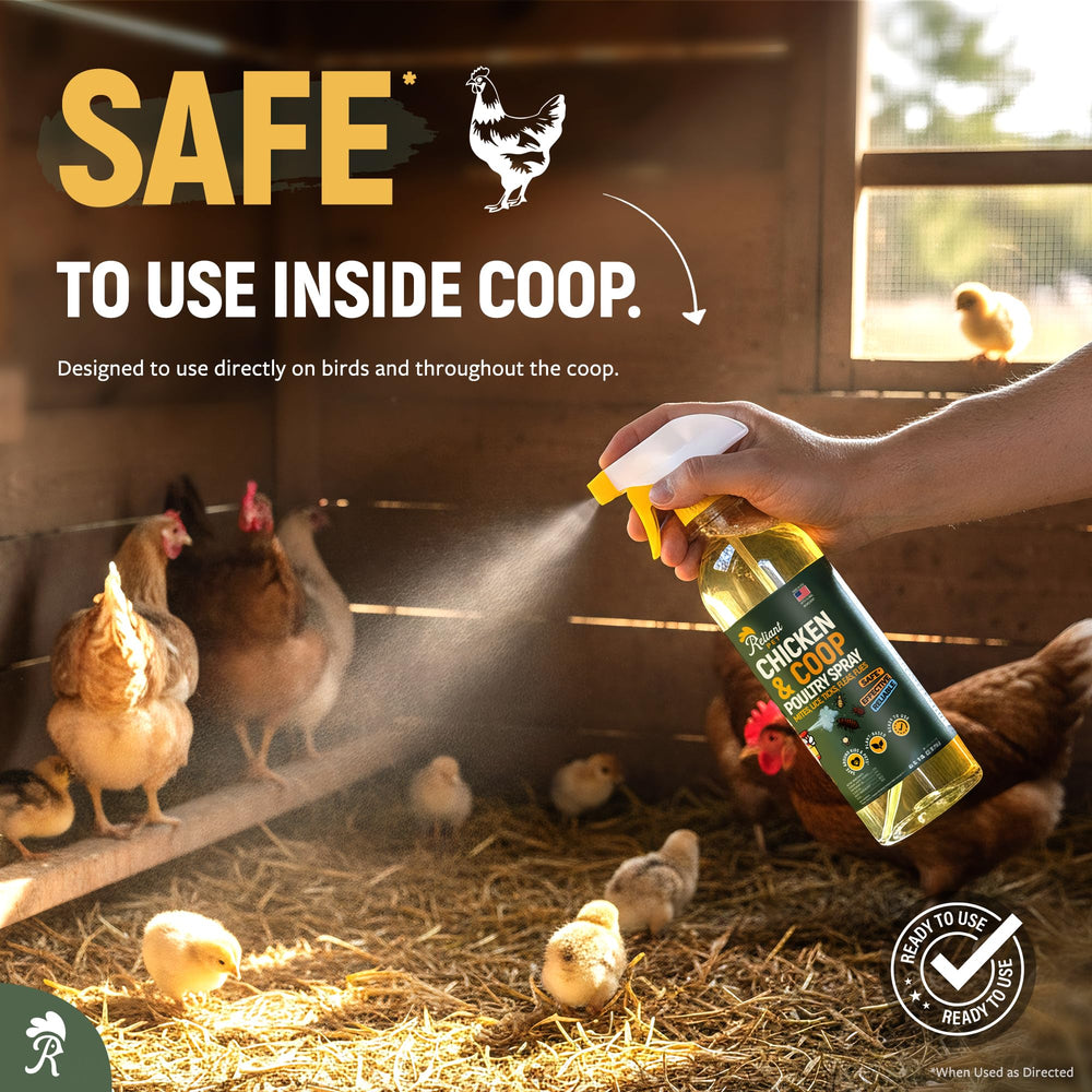 Back view of Reliant Pet Chicken Coop Spray showing ingredients