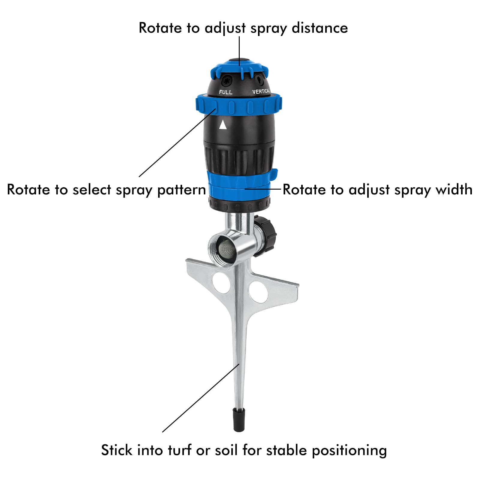 Back view of Restmo Gear Drive Sprinkler showcasing the spike base