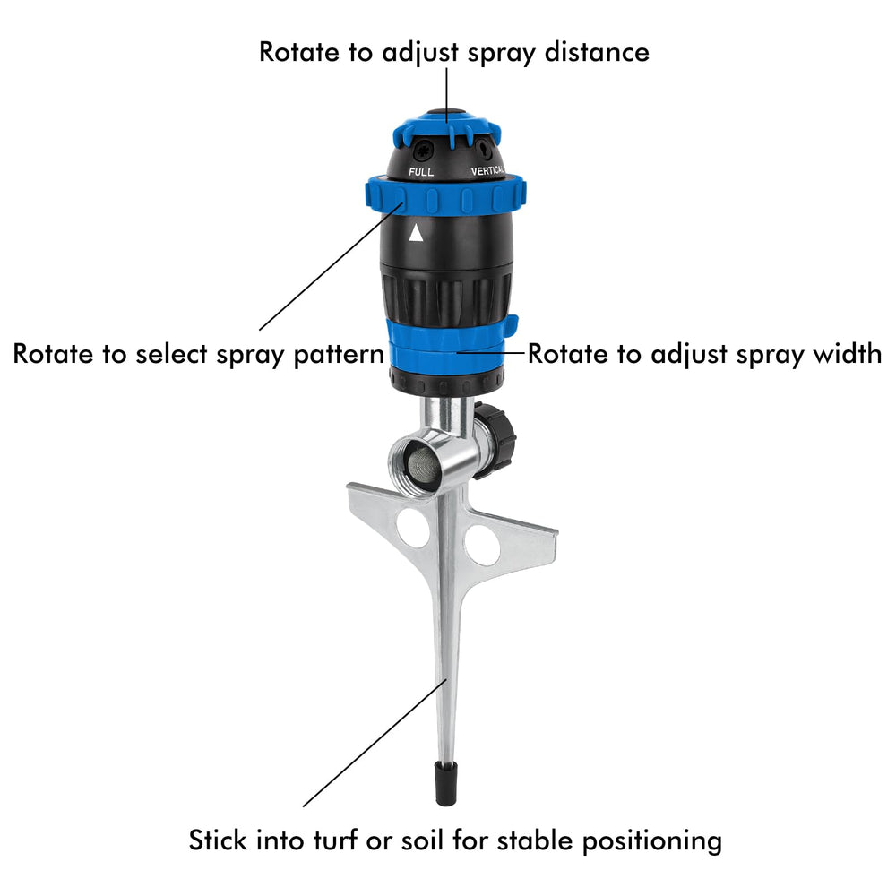 Back view of Restmo Gear Drive Sprinkler showcasing the spike base