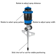 Back view of Restmo Gear Drive Sprinkler showcasing the spike base