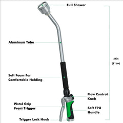 Back view of Restmo watering wand showing ergonomic handle