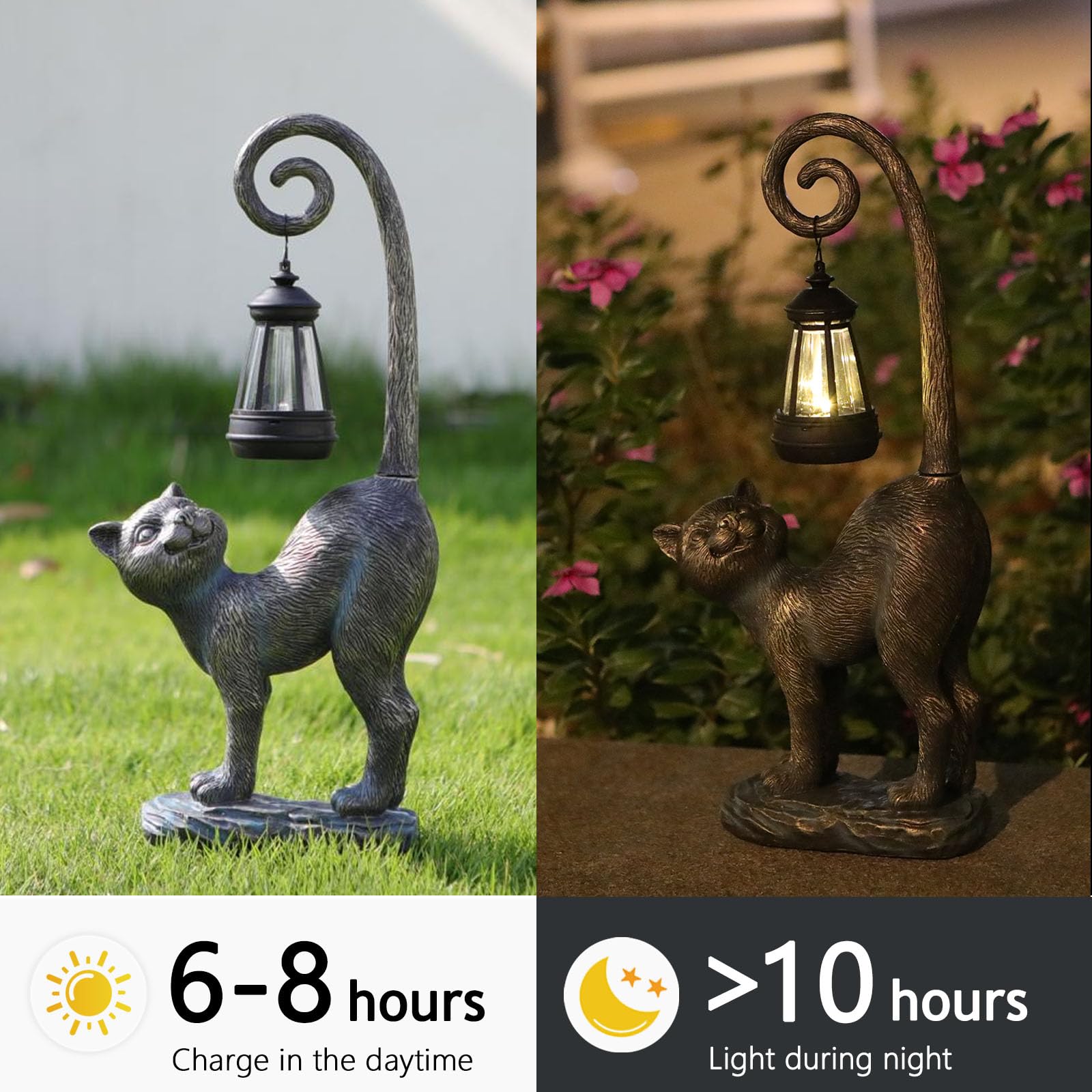Back view of REYISO Outdoor Cat Statue