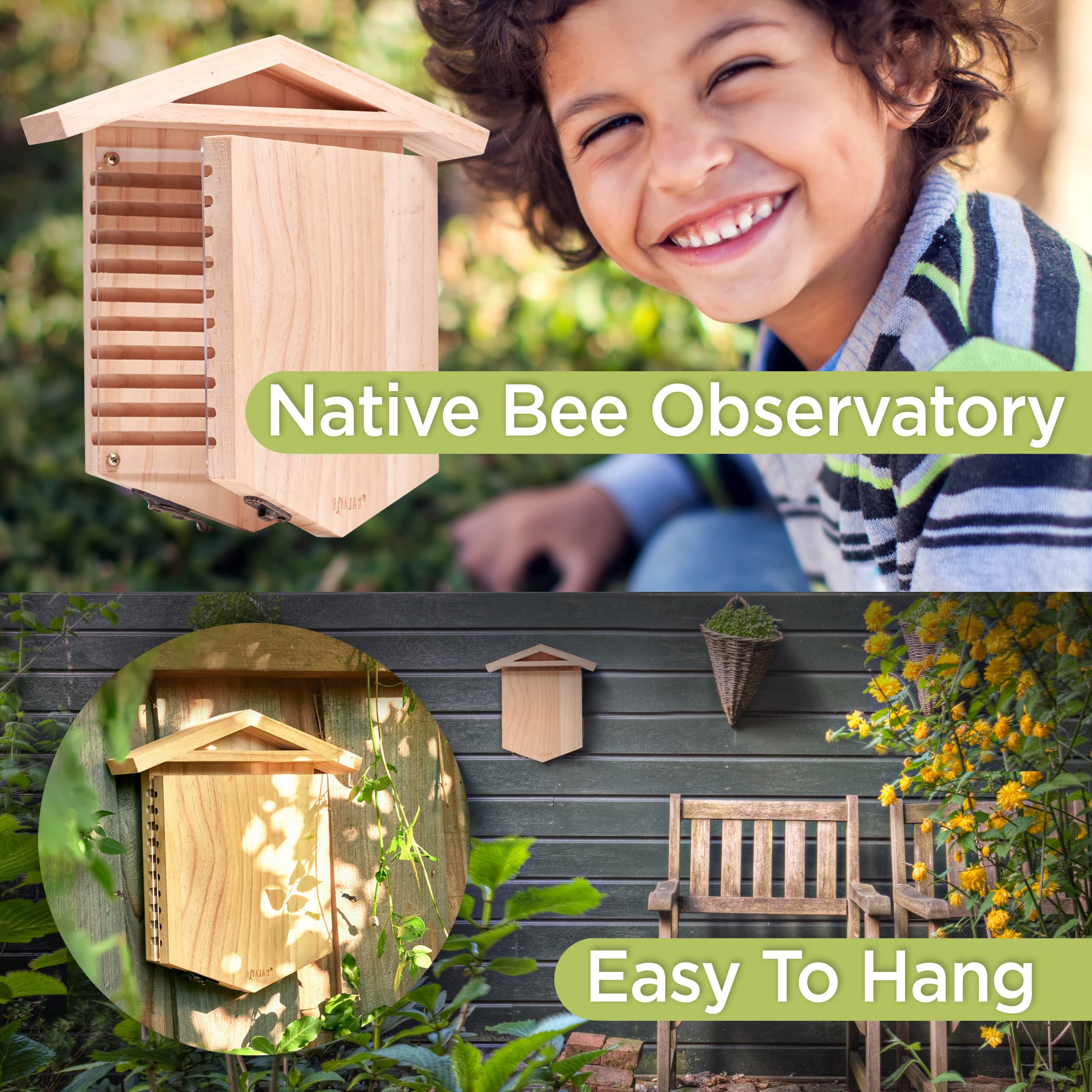Back view of Rivajam bee house with hooks for secure mounting