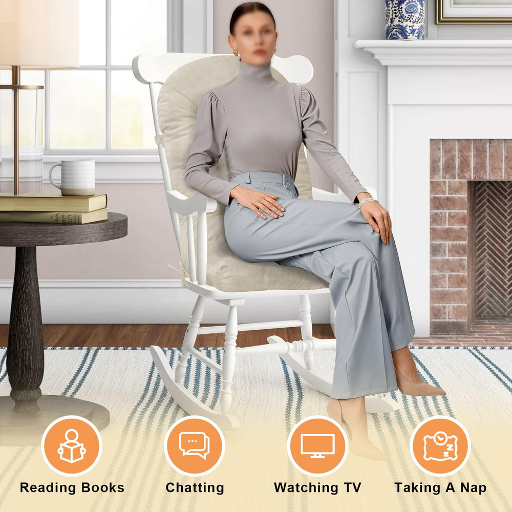 Back view of ROFIEJOX Rocking Chair Cushion with ties