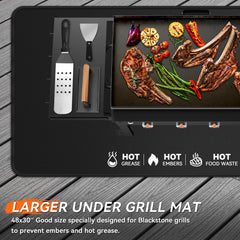 Back view of rumlick grill mat showing fiberglass material