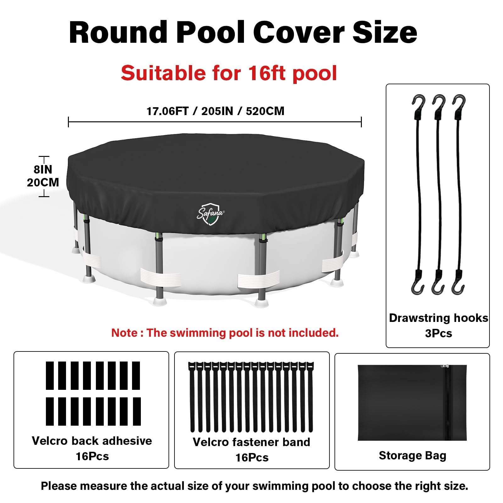 Back view of Safana 16FT Round Pool Cover showing PU silver coating