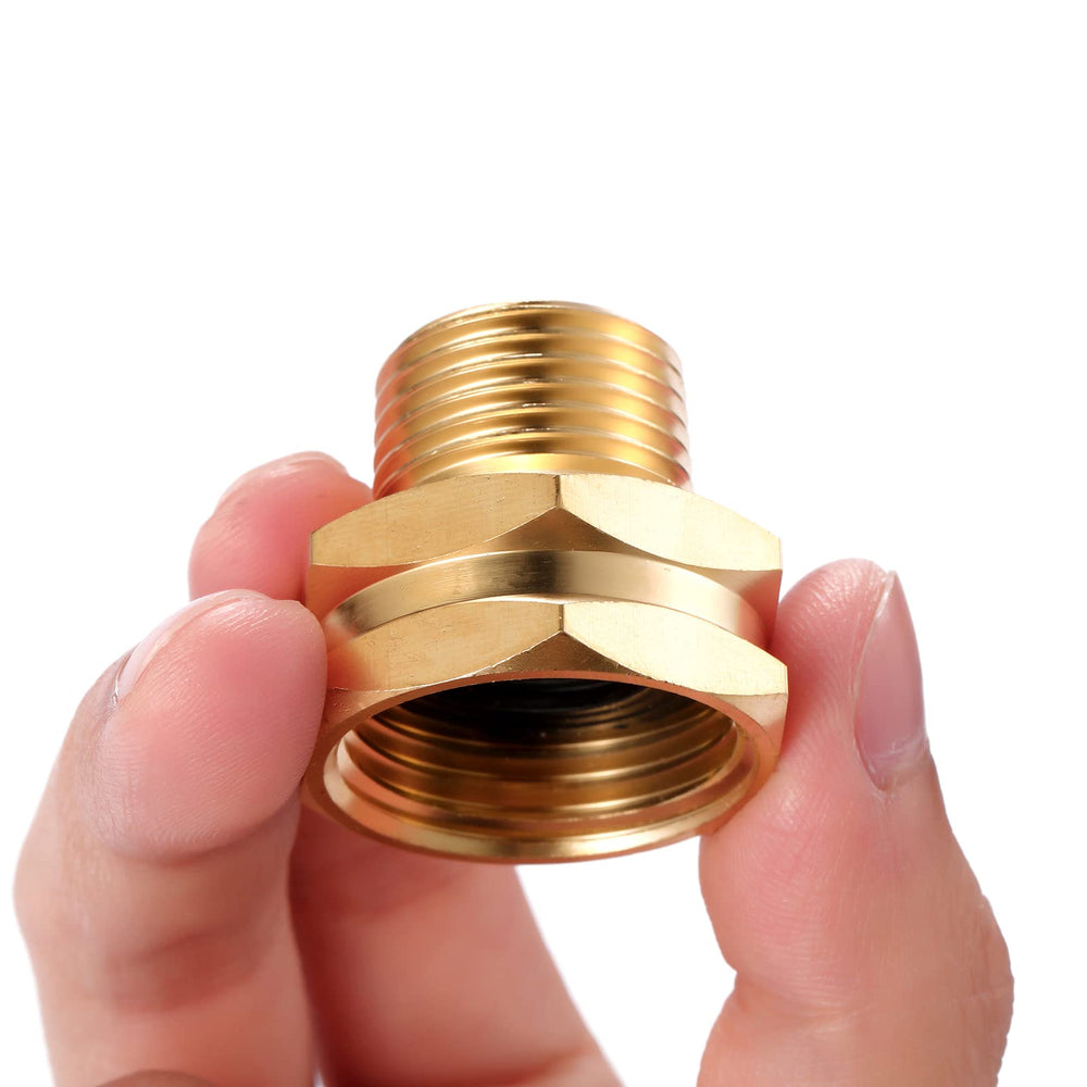 Back view of Sanpaint Garden Hose Adapter showing brass finish