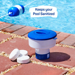 Back view of SEWANTA Floating Chlorine Dispenser showing twist lock feature