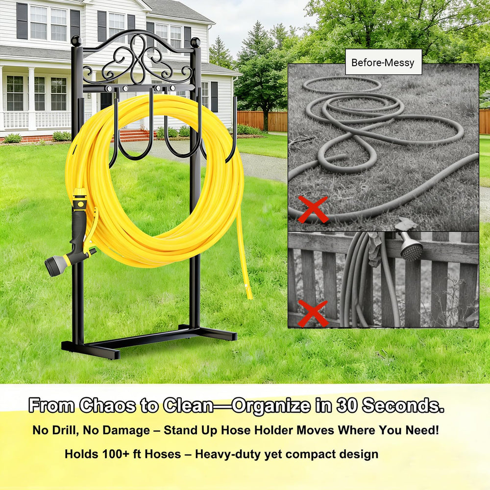 Back view of Shomextol Garden Hose Holder showing packaging