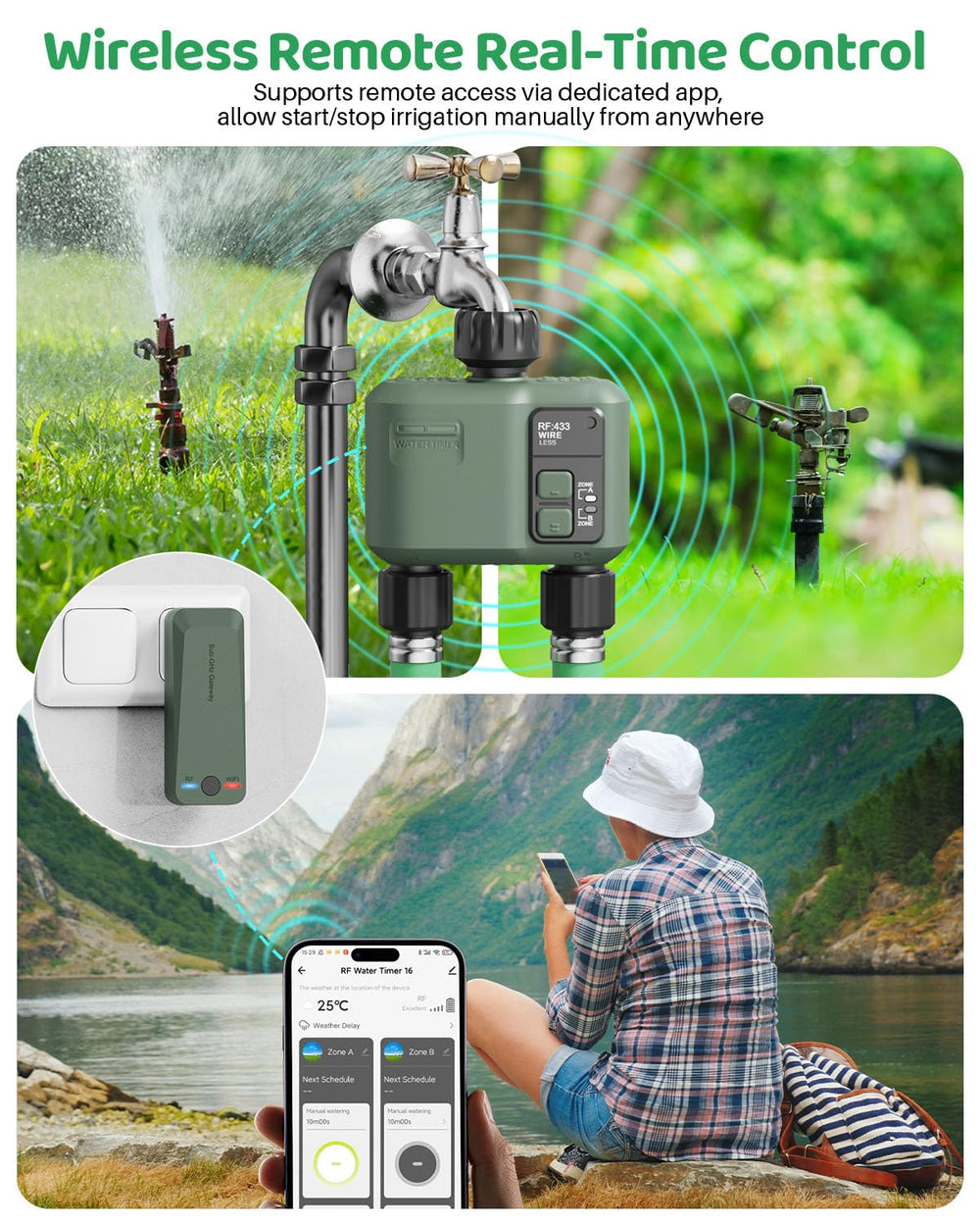 Back view of Shrivee WiFi Water Timer with control buttons