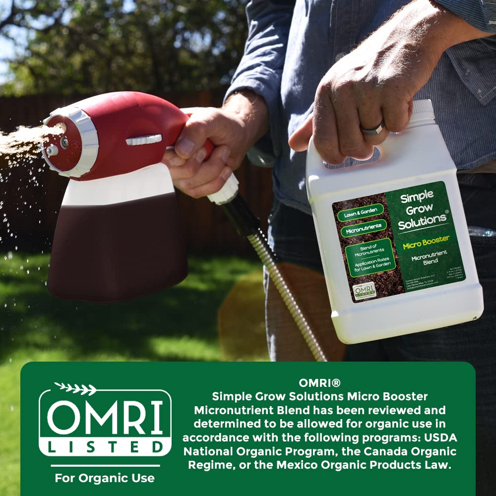 Back view of Simple Lawn Solutions Organic Micronutrient Formula 32 oz bottle