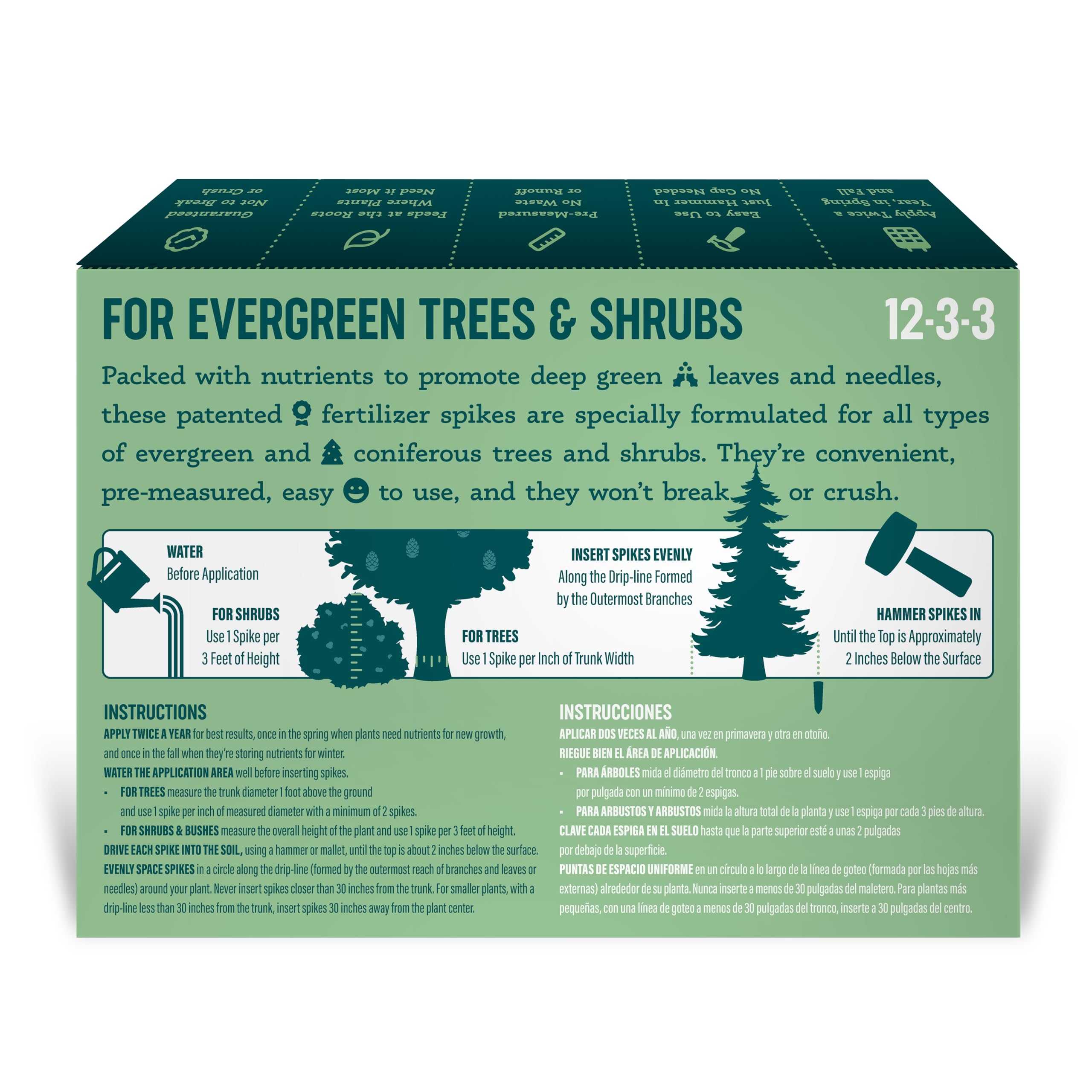 Back view of SimplyGro Fertilizer Spikes packaging with ingredient list