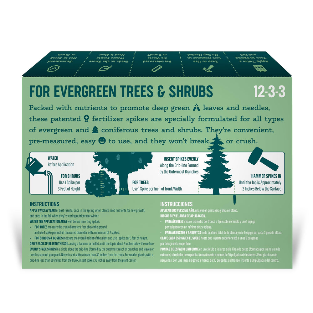 Back view of SimplyGro Fertilizer Spikes packaging with ingredient list