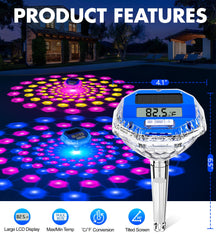 Back view of Sinbyuer Floating Solar Pool Thermometer