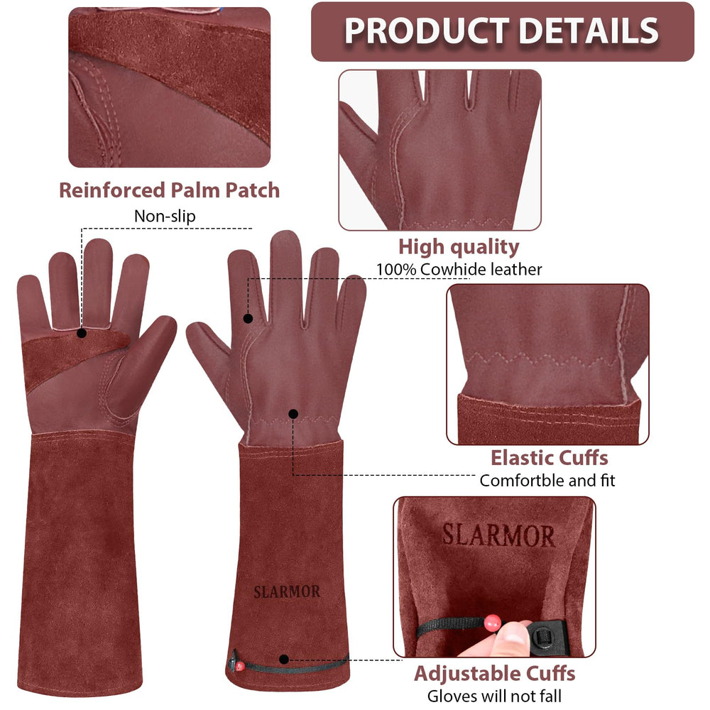 Back view of SLARMOR Gardening Gloves, elbow-length design