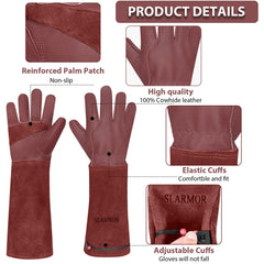 Back view of SLARMOR Gardening Gloves, elbow-length design