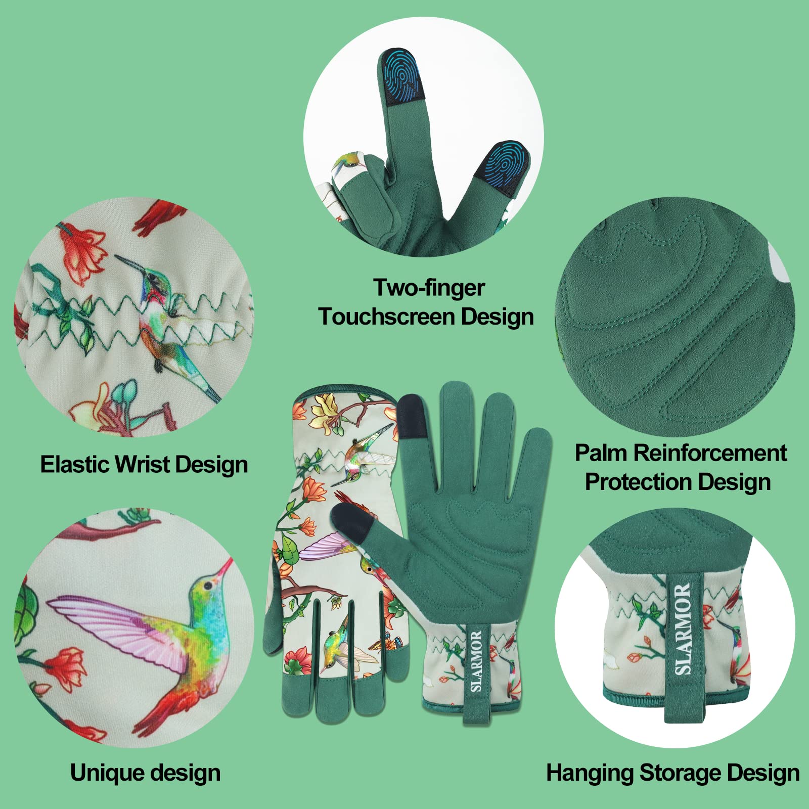 Back view of SLARMOR Gardening Gloves showing breathable fabric
