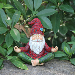 Back view of Smadeer Garden Yoga Gnome Statue
