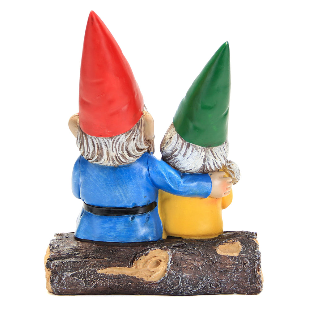 Back view of Smadeer gnome couple statue