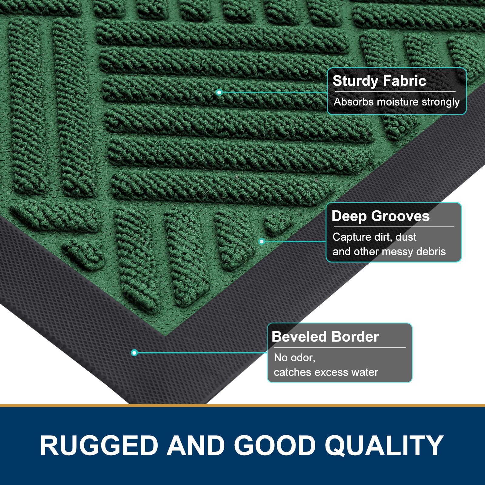 Back view of Smiry door mat showing rubber backing