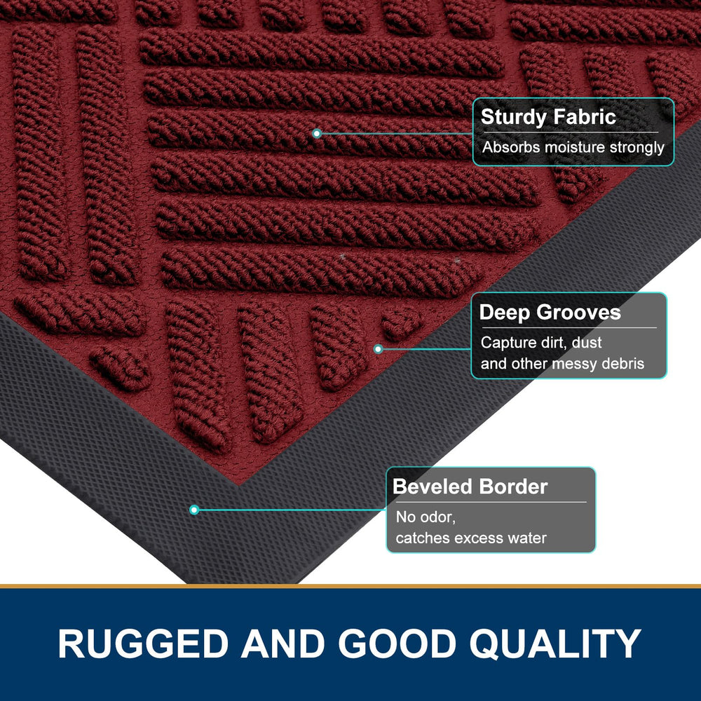 Back view of Smiry Front Door Mat showing rubber backing