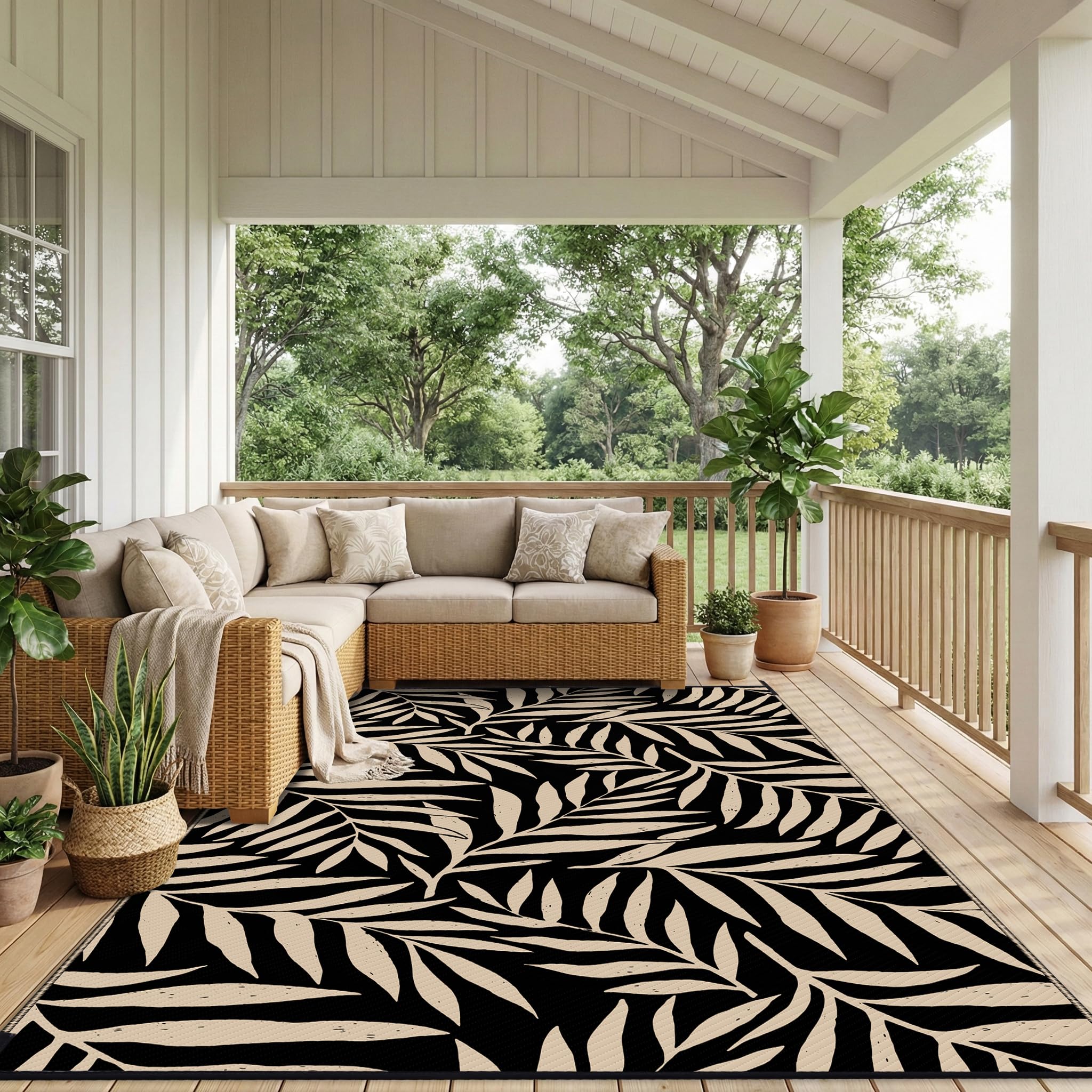 Back view of Smiry Outdoor Rug showcasing its reversible design