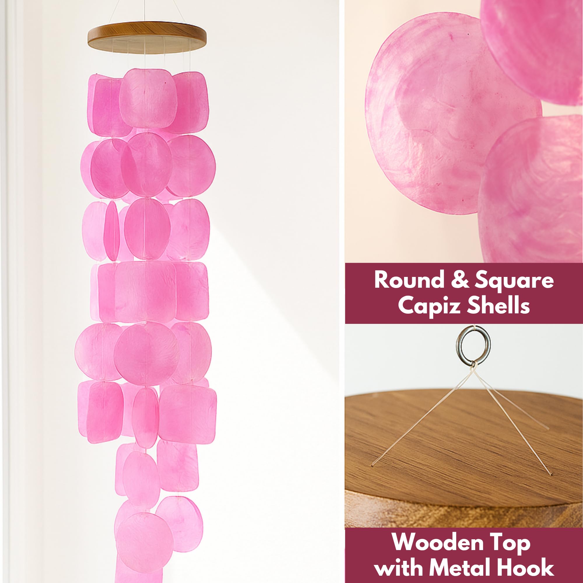 Back view of Solange & Frances Pink Wind Chimes