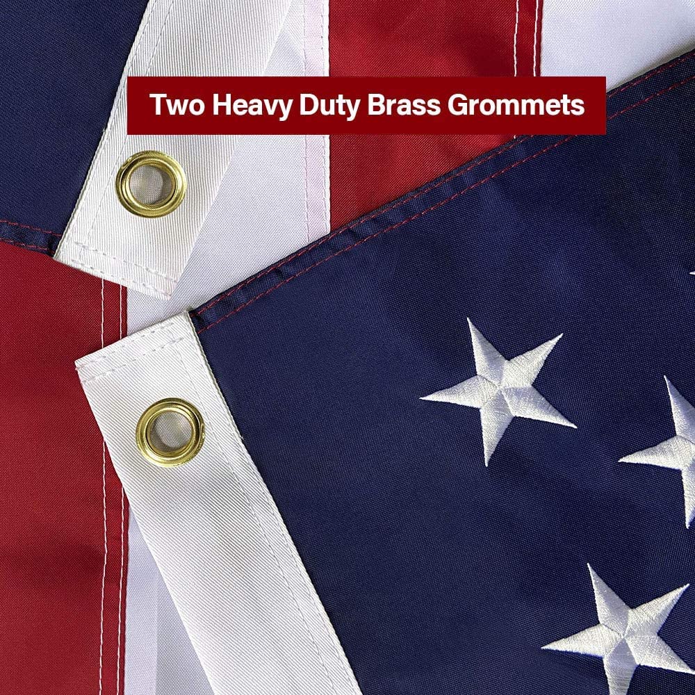 Back view of SolarStar American Flag showing brass grommets