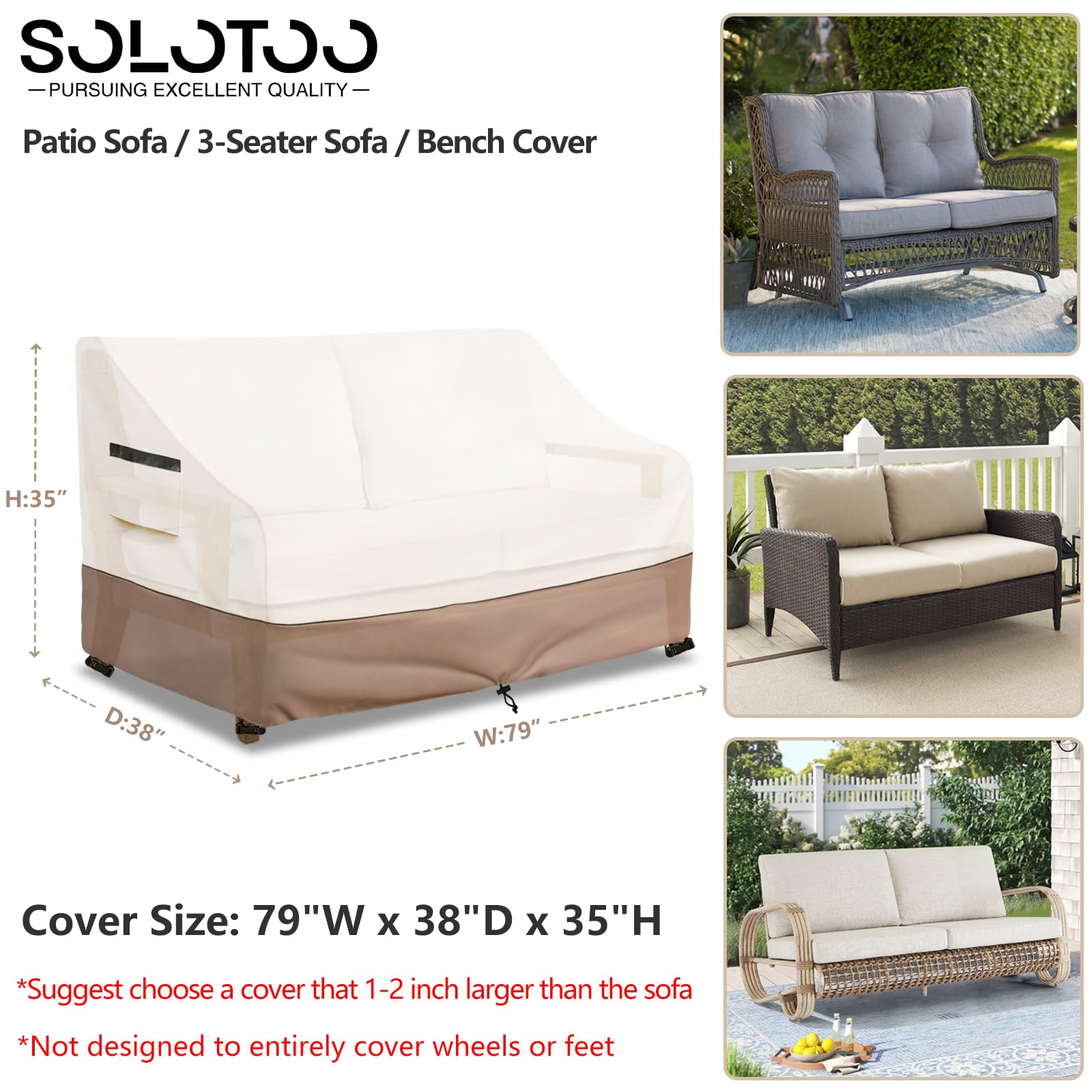 Back view of SoloToo Couch Cover with adjustable buckles