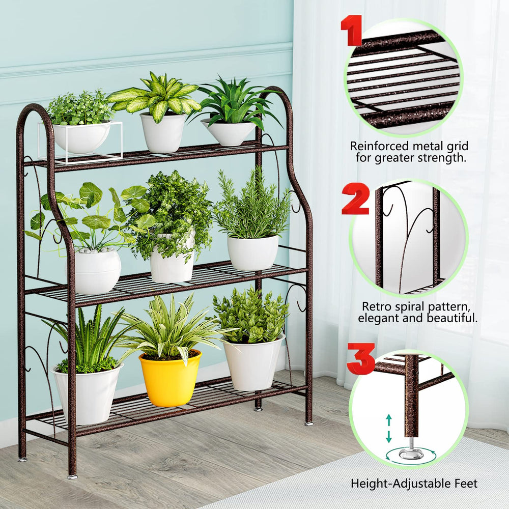 Back view of SORCEDAS 3 Tier Plant Stand