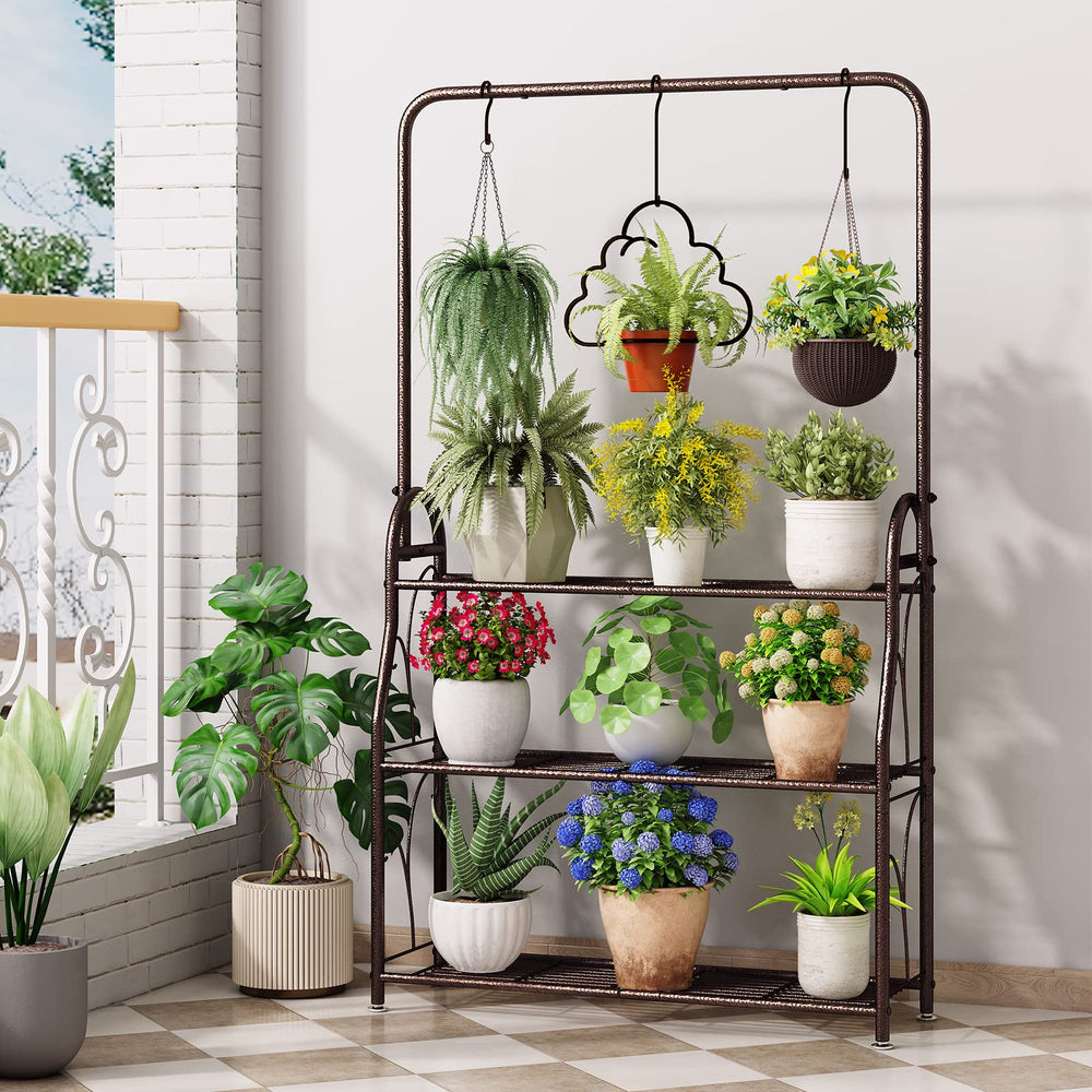 Back view of SORCEDAS 3 Tier Plant Stand