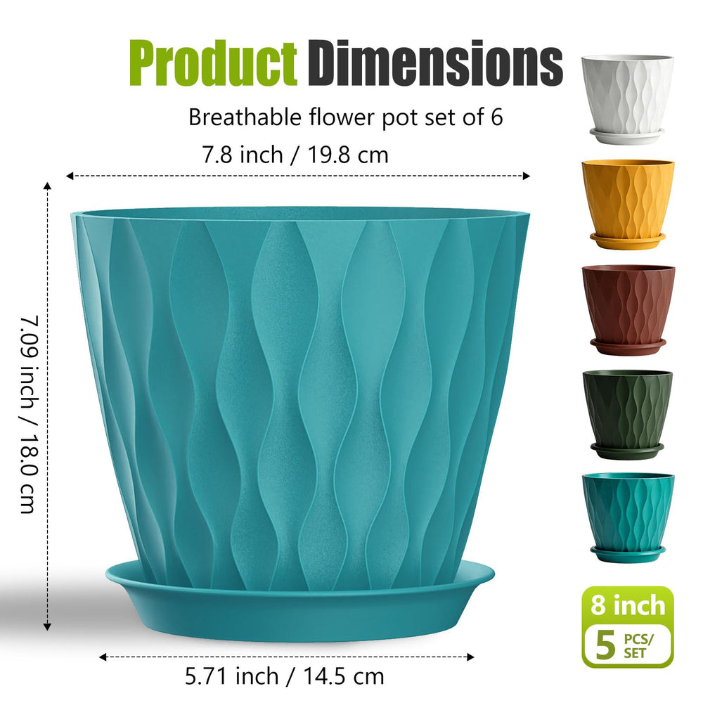 Back view of SQKH 8 Inch Plastic Plant Pot