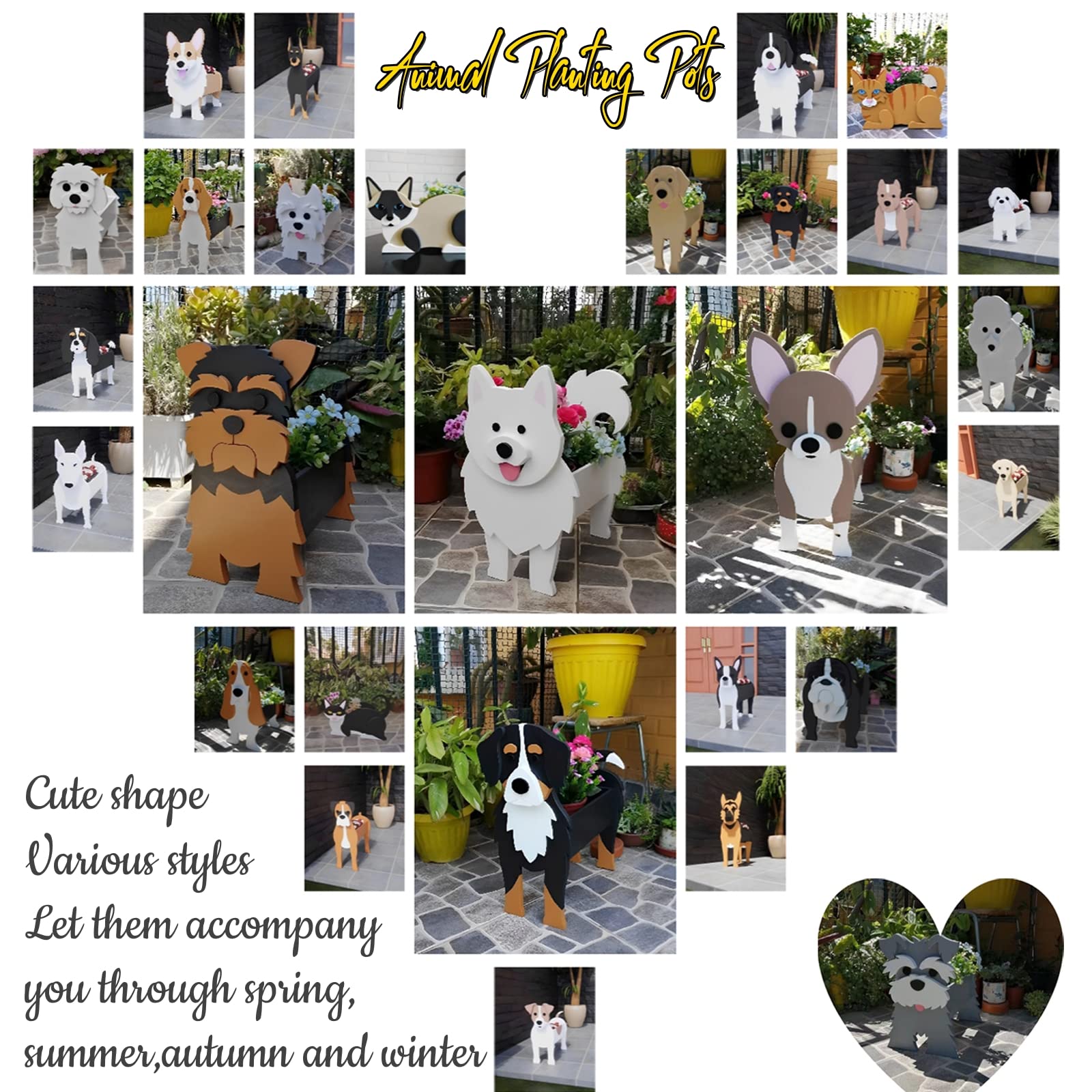 Back view of strolfay Brown Shih Tzu dog planter